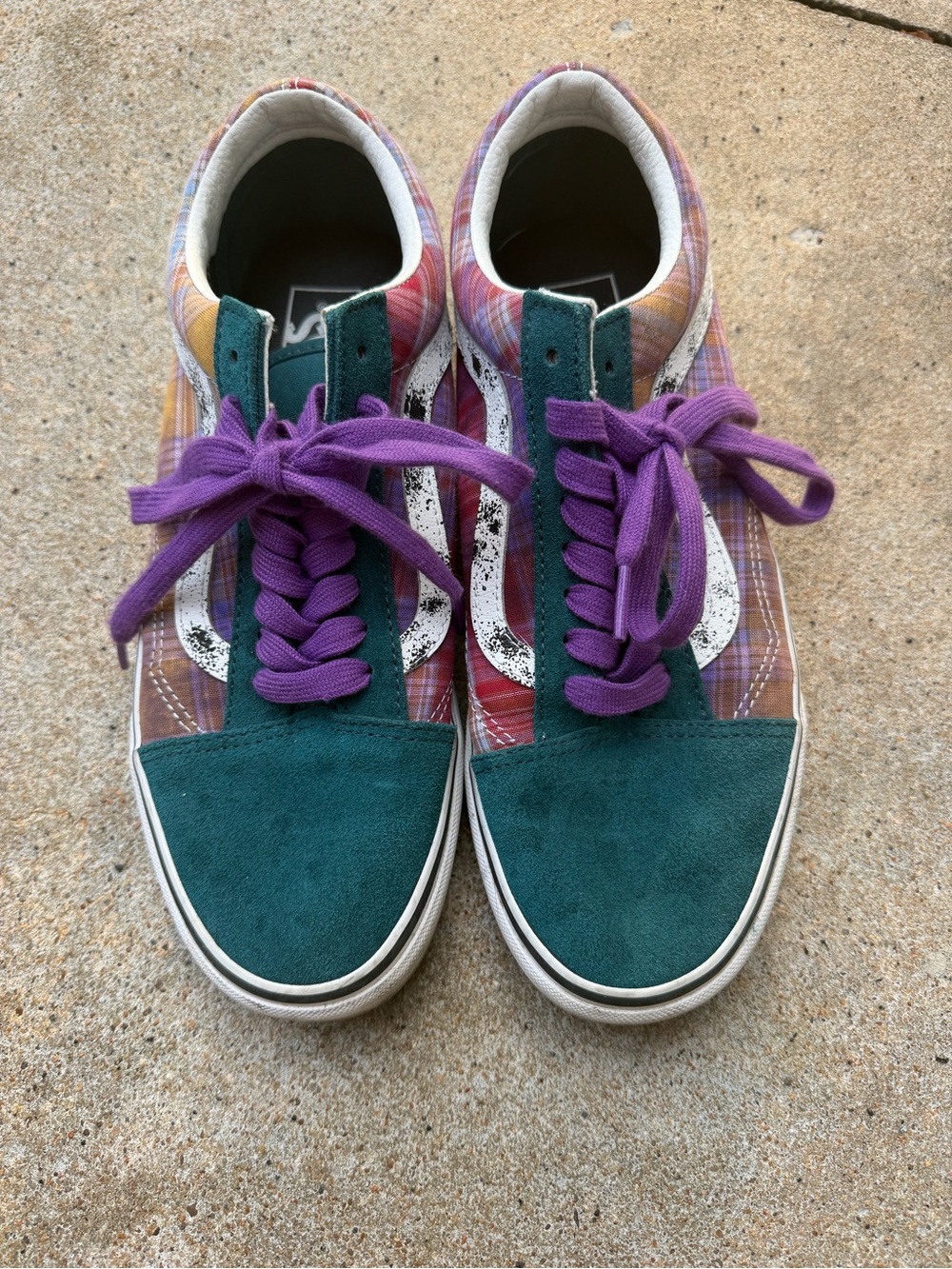 Vans Plaid Low-Top Sneakers in Teal, Purple & Multicolor
